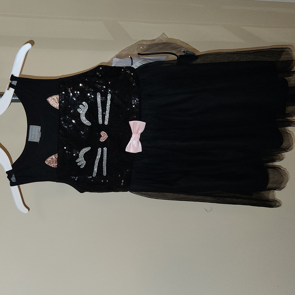 Kitty Cat Black Sequin Dress & Headband Ears. NEW with Tags! SubtleGlitter Tulle
